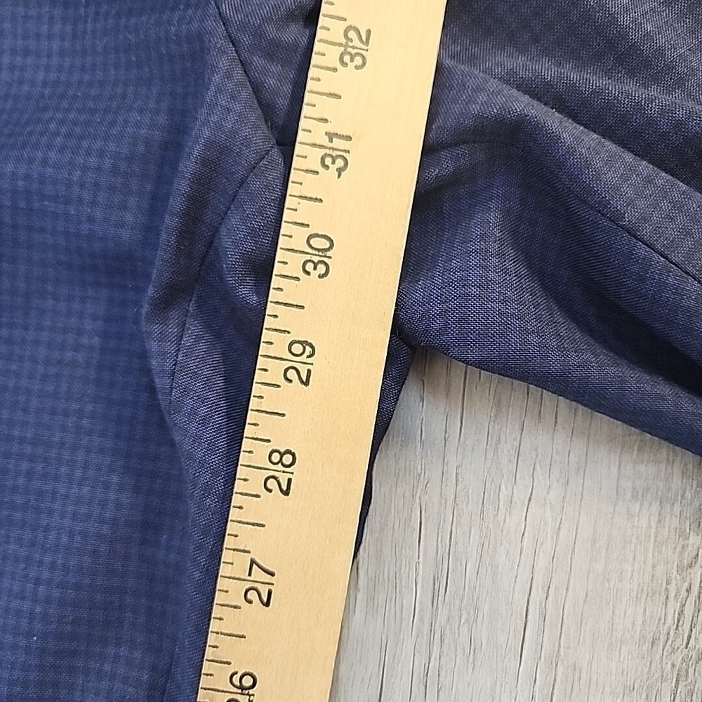 Ralph Lauren Mens Blue Micro Check Pleated Dress Pants 36 x 32 Stretch Trousers - Picture 12 of 13
